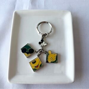 Vintage Disney Mickey Mouse Metal Charm Keychain With Multiple Dangling Charms